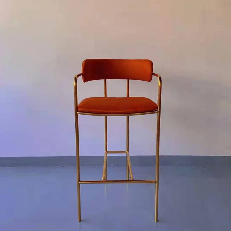 Glam Gold Legs Bar Stools Living Room Upholstered Bar Stool with Footrest