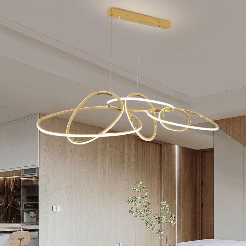 Strip Shape Island Lamp LED Island Hanging Light with Silica Gel Shade for Dining Room