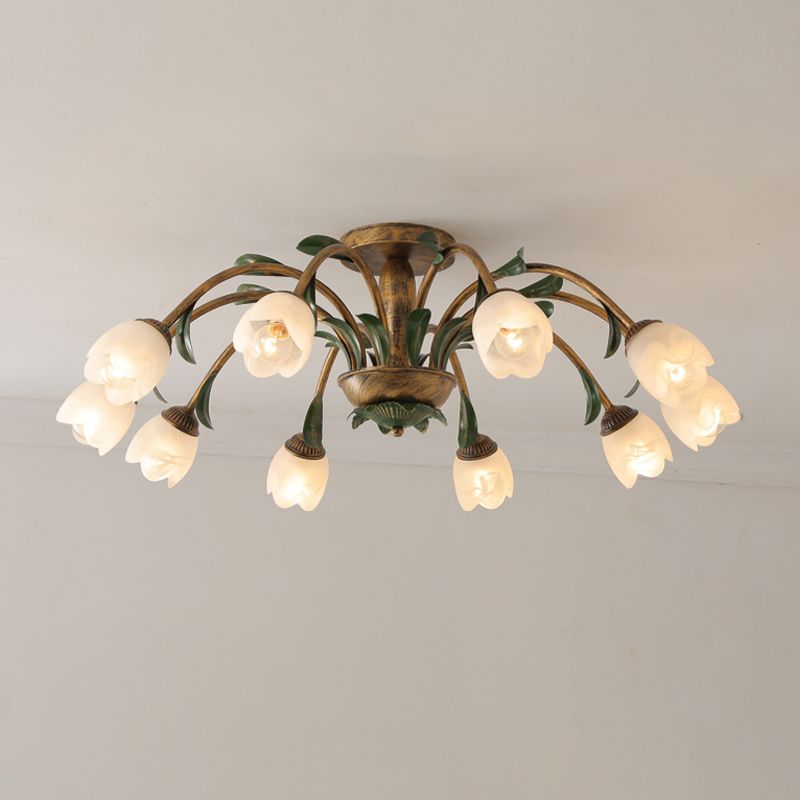 Simple Style Flush Mount Ceiling Light Fixtures Modern Ceiling Lamp with Glass Shade