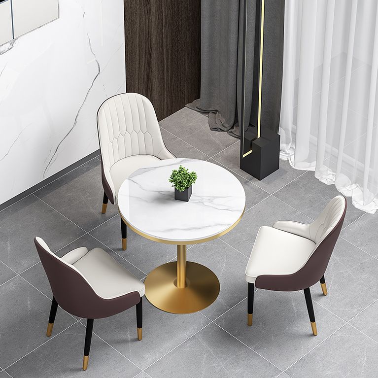 Table à manger en pierre frittée de style moderne, table ronde blanche avec base en tulipe