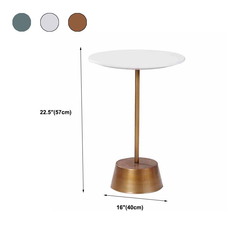 Scandinavian Round Wood Top Side Table Metal Pedestal End Table