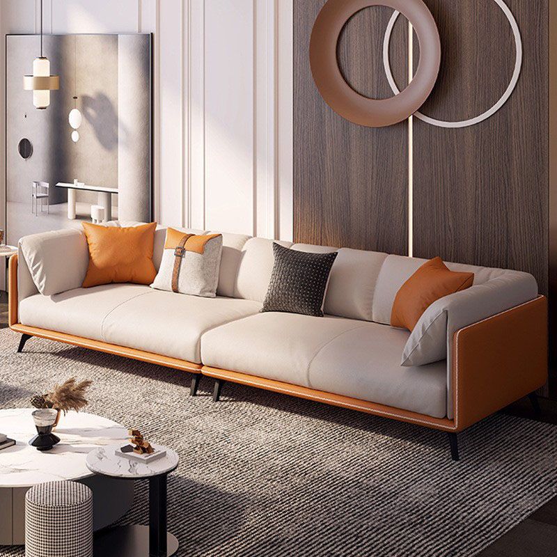 Contemporary Tuxedo Arm Sofa Stain Resistant Faux Leather Sofa
