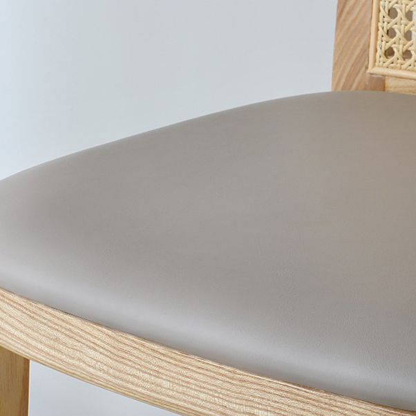 Contemporary Armless Upholstered Bar Stool with Solid Wood Base