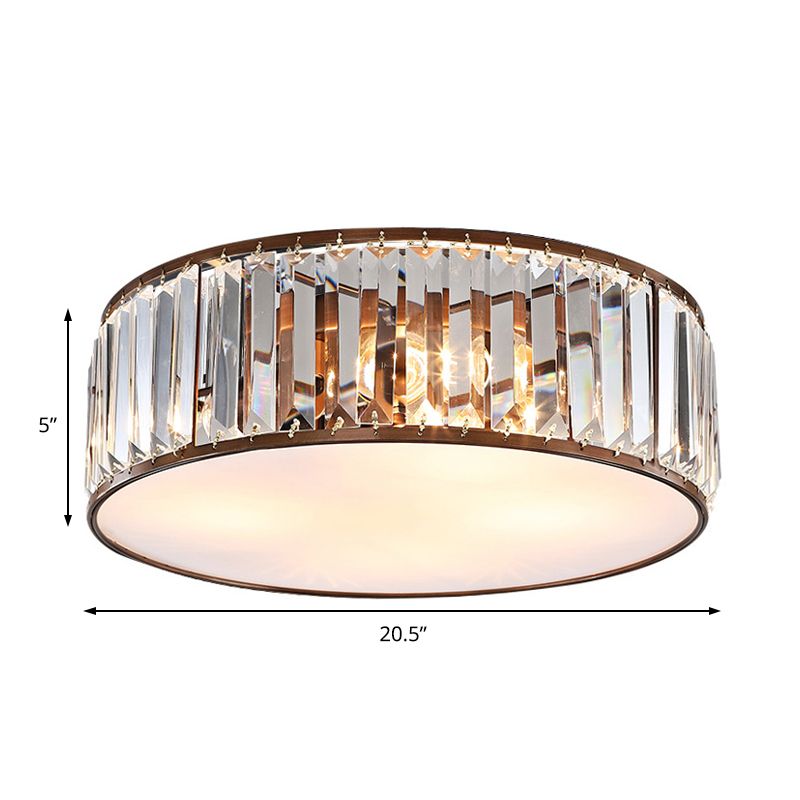 Slaapkamer Drum Inbouwverlichting Metaal Modern Zwart/Brons Plafondlamp met Kristallen Blok, 12,5"/16,5" Breedte