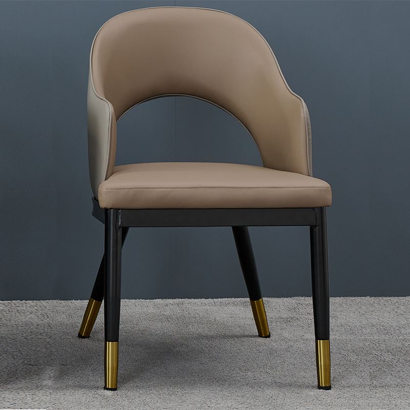 Metal Industrial Dining Chair with Arms Matte Finish Open Back Side Chair