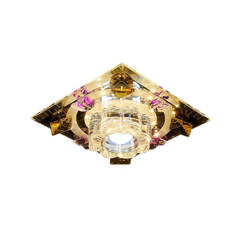 Modern Flower Flush Mount Lighting Clear Crystal LED Corridor Close to Ceiling Lamp in Chrome