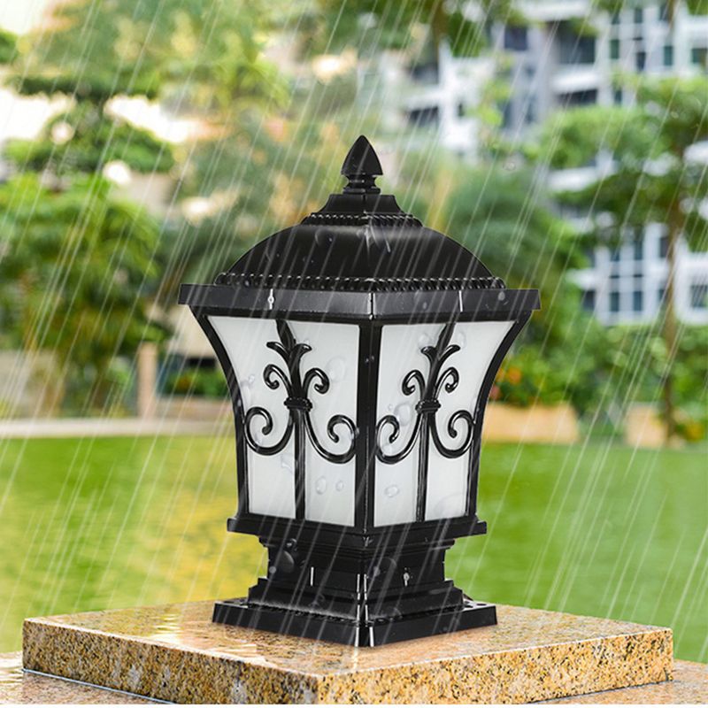 Black Outdoor Lights Waterproof Square Pillar Lamp for Garden