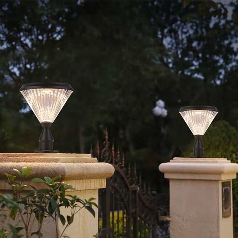 Modern Diamond Shape Solar Energy Pillar Lamp with Plastic Shade for Outdoor