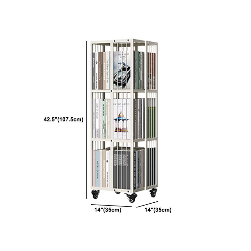 Modern Metal Bookshelf Pure White Standard Open Shelf Vertical Bookcase