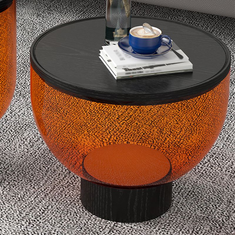 Contemporary Style Round Side End Table Pedestal Glass Side Table