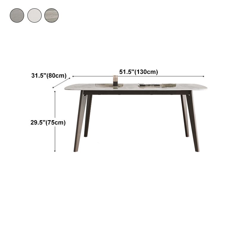 Contemporary Solid Wood Dining Table Sintered Stone Dining Table with 4 Legs