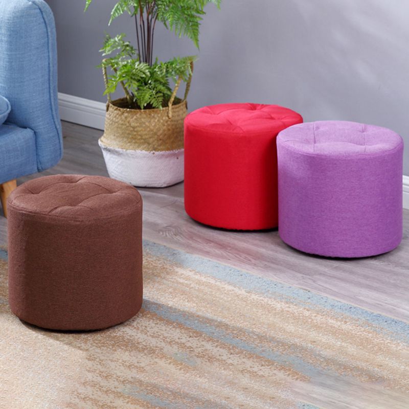Modern Cotton Pouf Round Stain Resistant Solid Color Pouf for Living Room