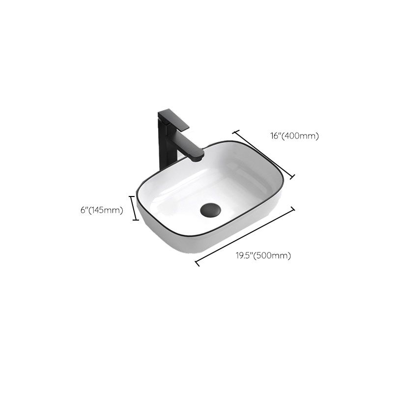 Bathroom Ceramic Sink Rectangular Rod Single Handle Faucet Sink