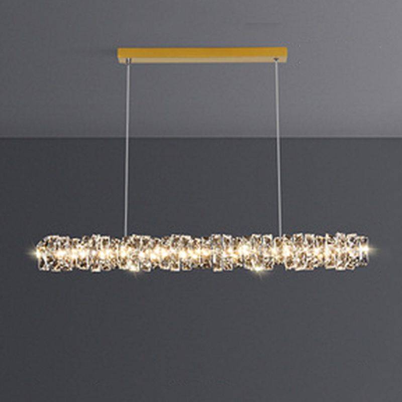 Crystal Island Light Modern LED Island Hanging Light for Dining Room