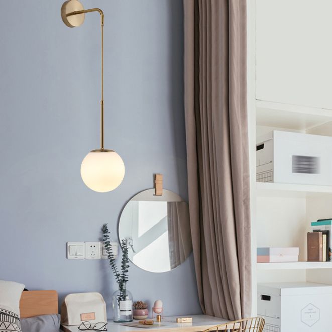 Contemporary Vanity Light Household Glass Shade Wall Light Sconce for Washroom