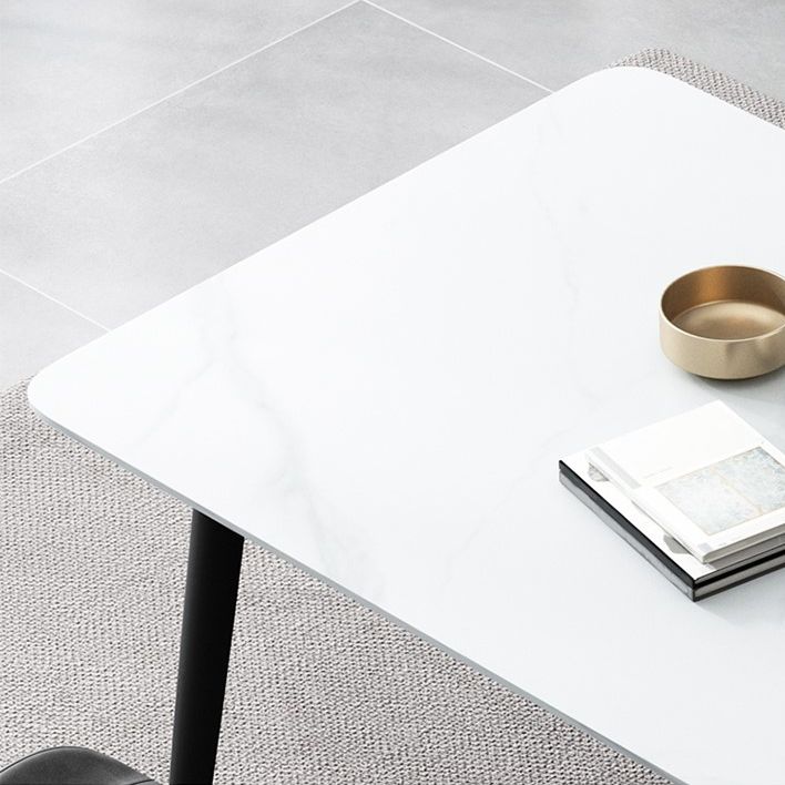 Stone Dining Room Collection Industrial Style Rectangle 4 Legs Dining Table
