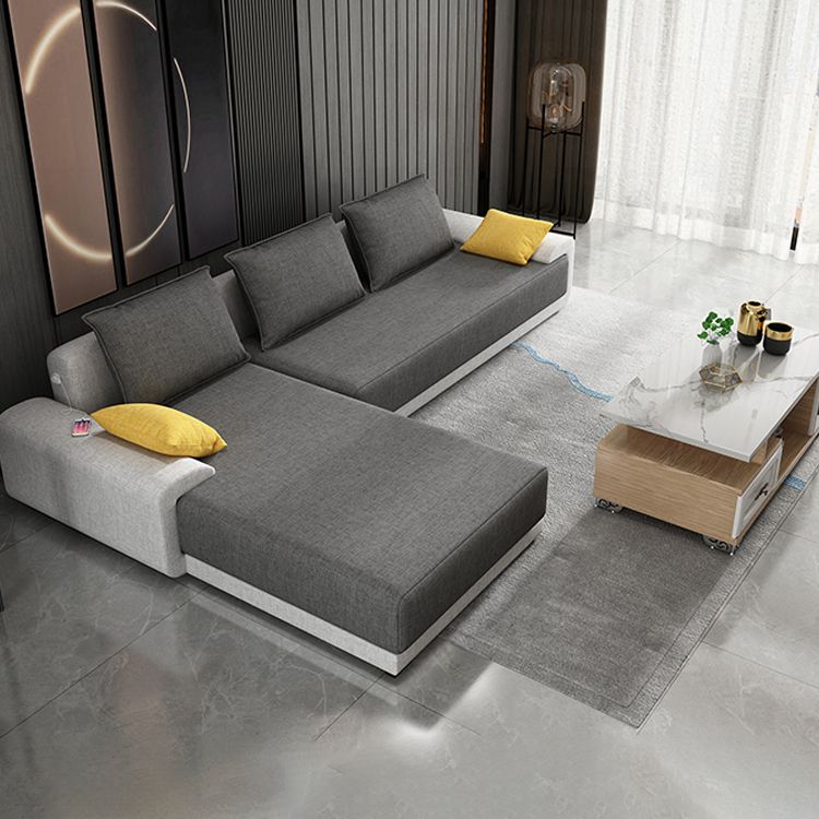 Modern Loose Back Removable Cushions Sofa with Reversible Chaise Slipcovered Sofa