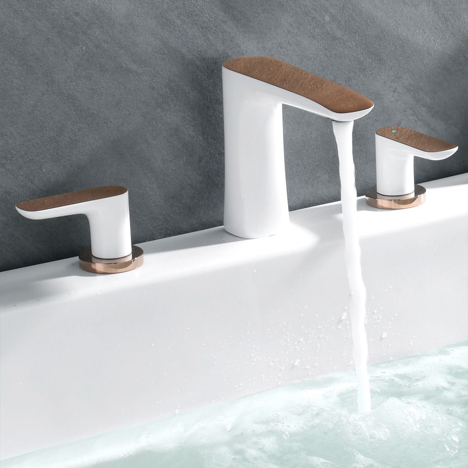 Modern Bathroom Faucet Black and White Copper Deck Mounted Tub Faucet