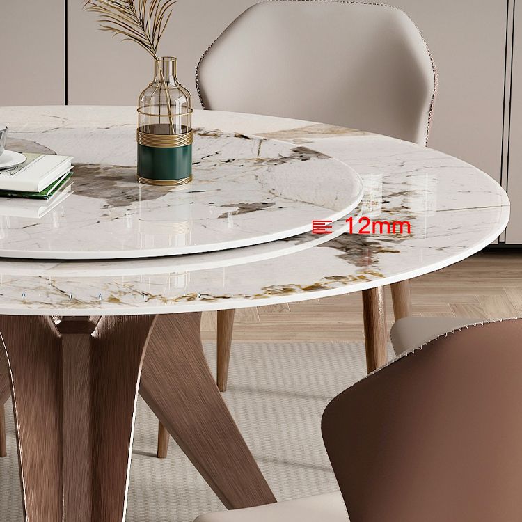 Modern Round Dinette Set 1/4/7/9 Pieces Sintered Stone Dining Table Set with Turntable