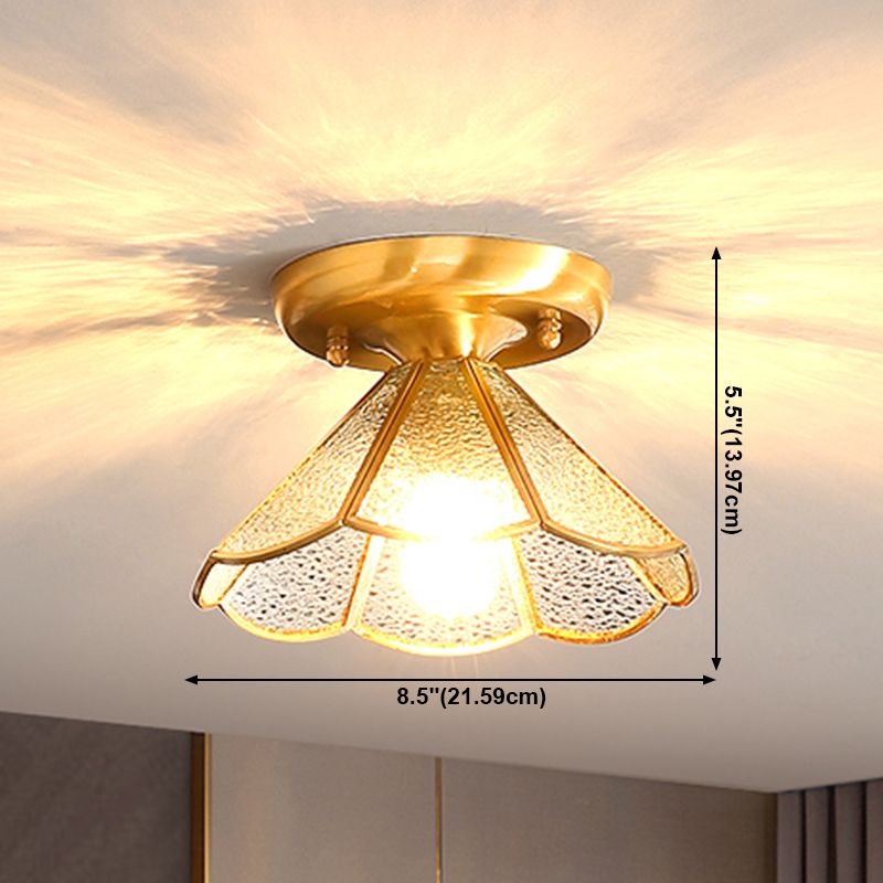 Plafonnier encastré en verre, éclairage de plafond classique en or pour le salon