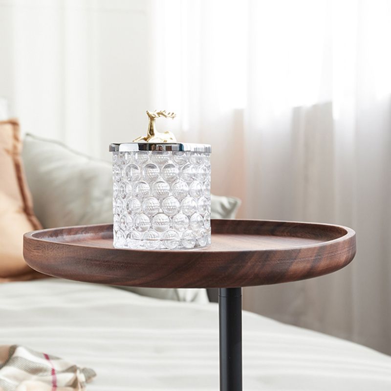 27.55" Tall Tray Top Side Table Contemporary Round End Table Stand