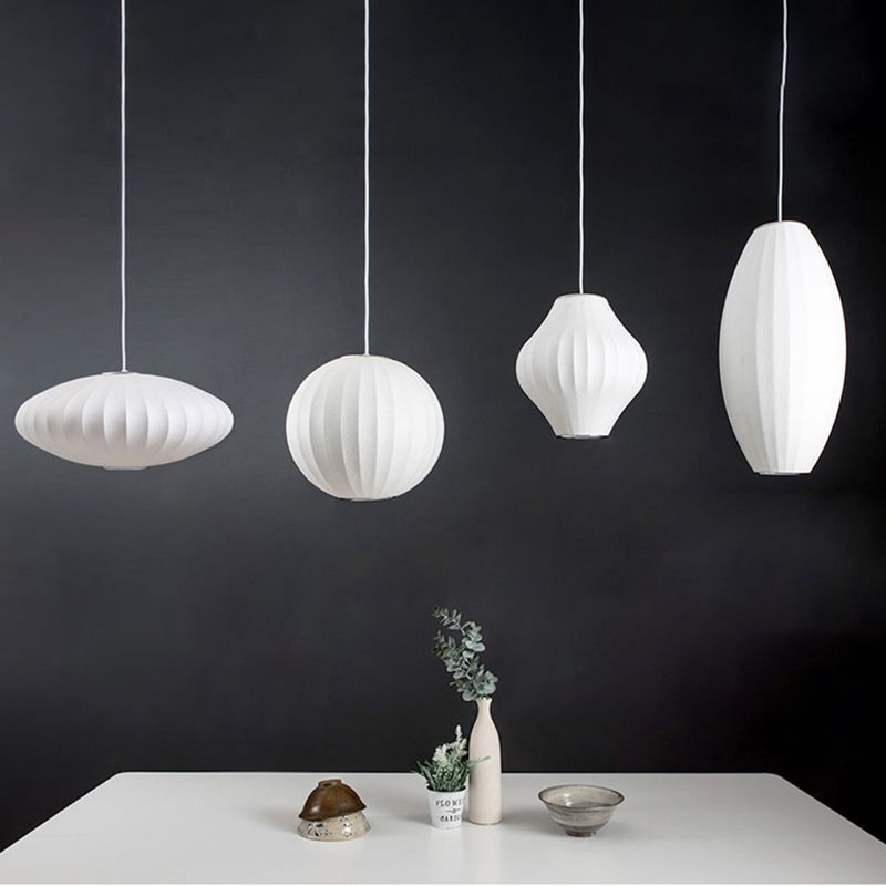 Stoff 1-Licht-Suspensionsbeleuchtung moderne weiße Decke Down Lampe