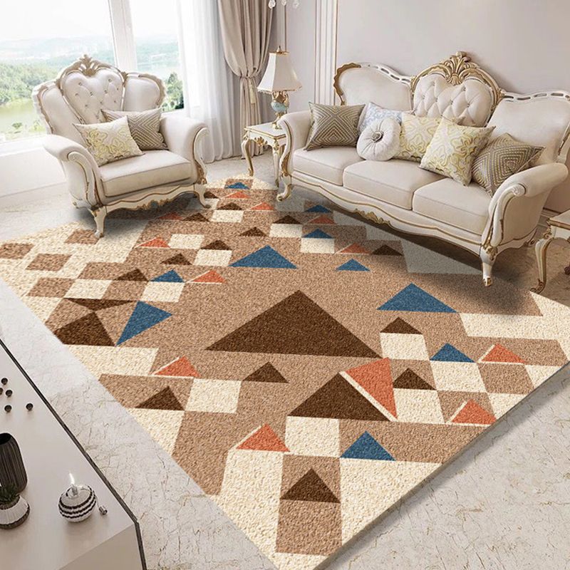 Modern Geometric Abstract Pattern Rug Multi Color Synthetics Carpet Anti-Slip Pet Friendly Machine Washable Rug for Living Room