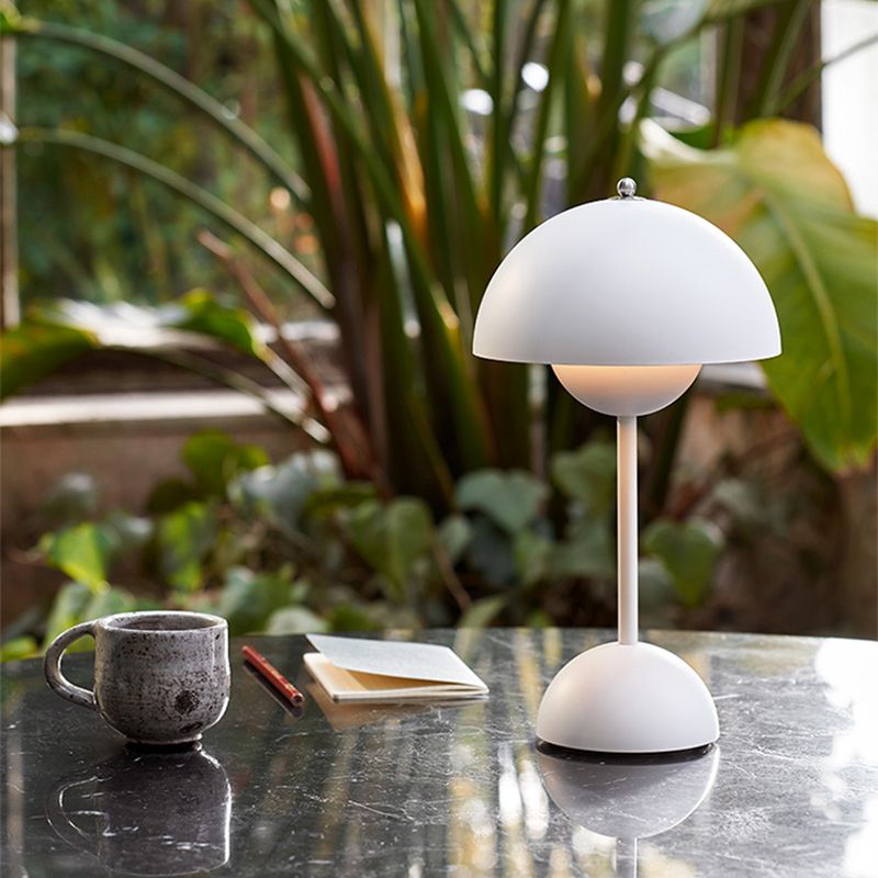 Modern Style Dome Night Table Lamp Metal One Light Nightstand Lamp