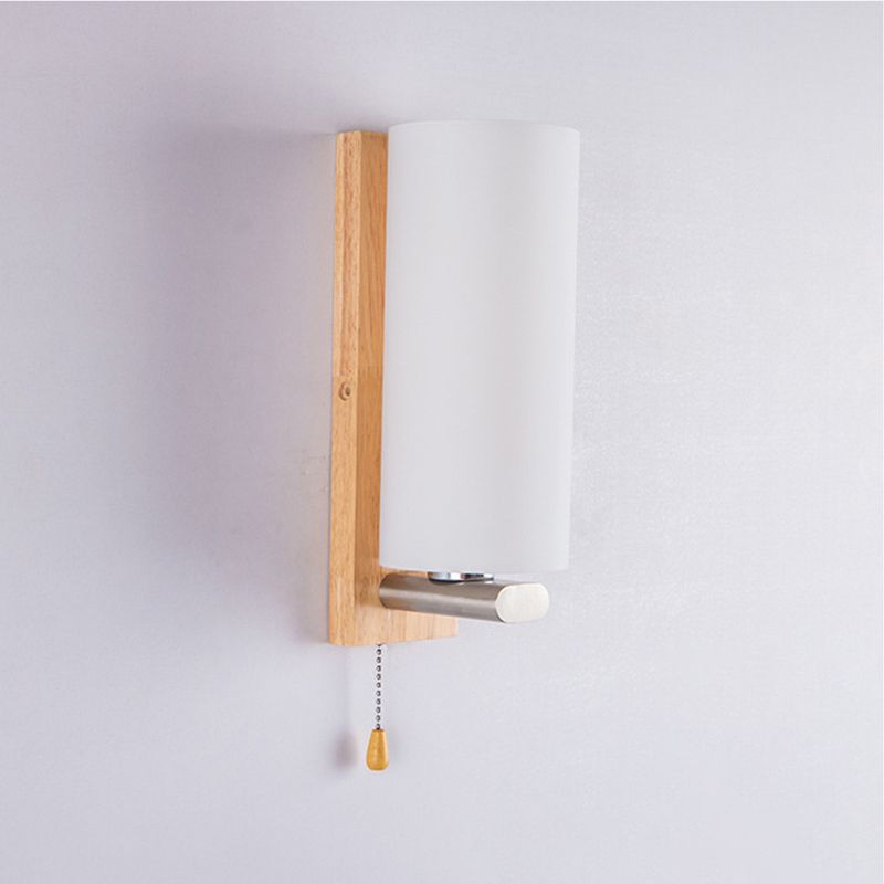 Cylinder Wall Lighting Fixtures Modern Style Wood 1 Light Wall Lighting