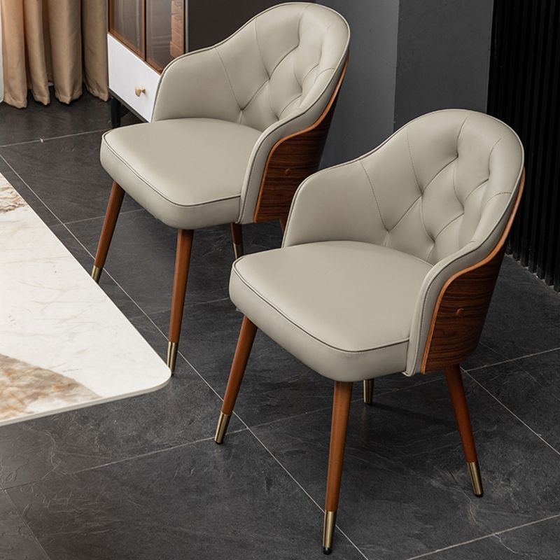 Silla de comedor de cuero de microfibra estilo Glam, silla con brazo trasero sólido