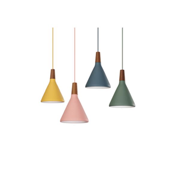 Macaron Funnel Shape Pendant Lamp Metal Single Light Hanging Light for Bedroom Bathroom