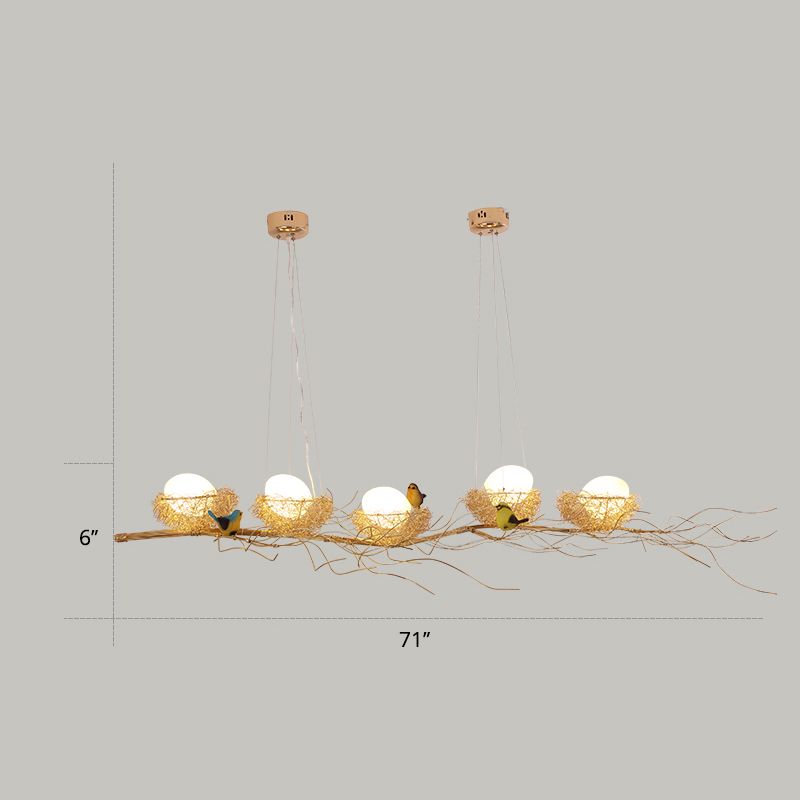 Aluminium Nest Island Lampe Arttics Dining Room Salle Suspension Lampe avec œuf et oiseau en bois