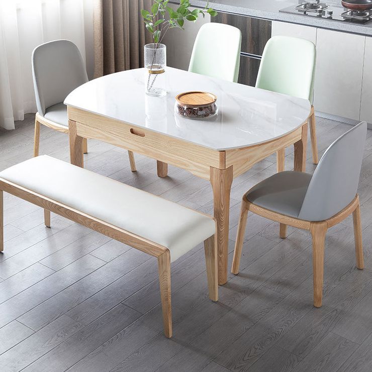 Modern Extendable Furniture Round White Sintered Stone Dining Table with 4 Legs