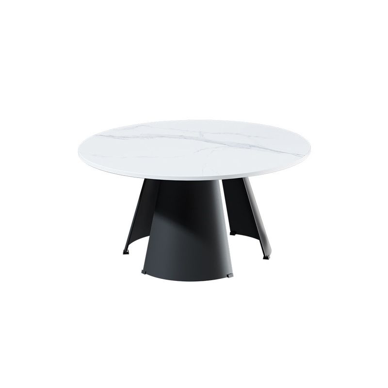 Abstract Base Design Round Slate Table Board Glam Style Metal Leg Coffee Table