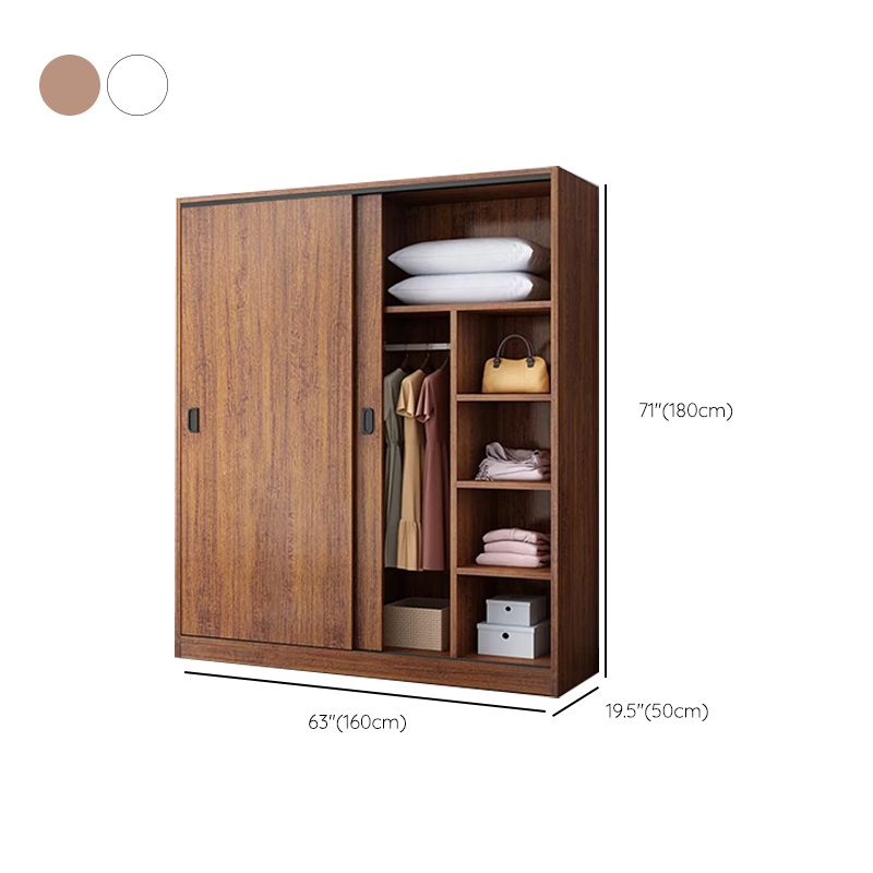 Engineered Wood Wardrobe Armoire Modern Storage Cabinet with Shelves
