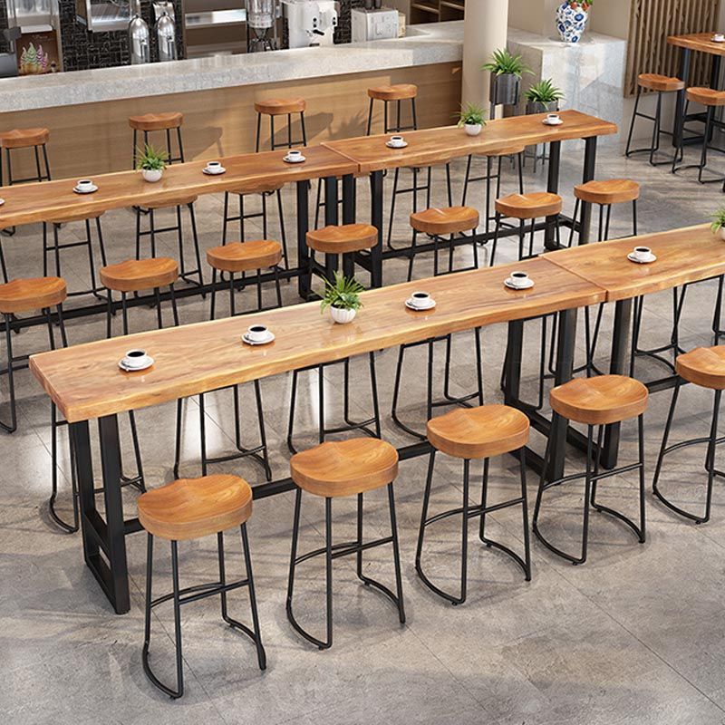 Modern 1/9 Pieces Bar Table Set Rectangle Wood Counter Table with Stools for Balcony