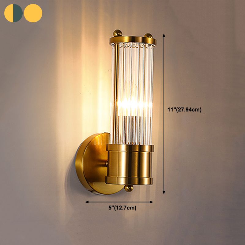 Multi-Light Cylinder Wall Light Sconce Modern Style Crystal Wall Lighting