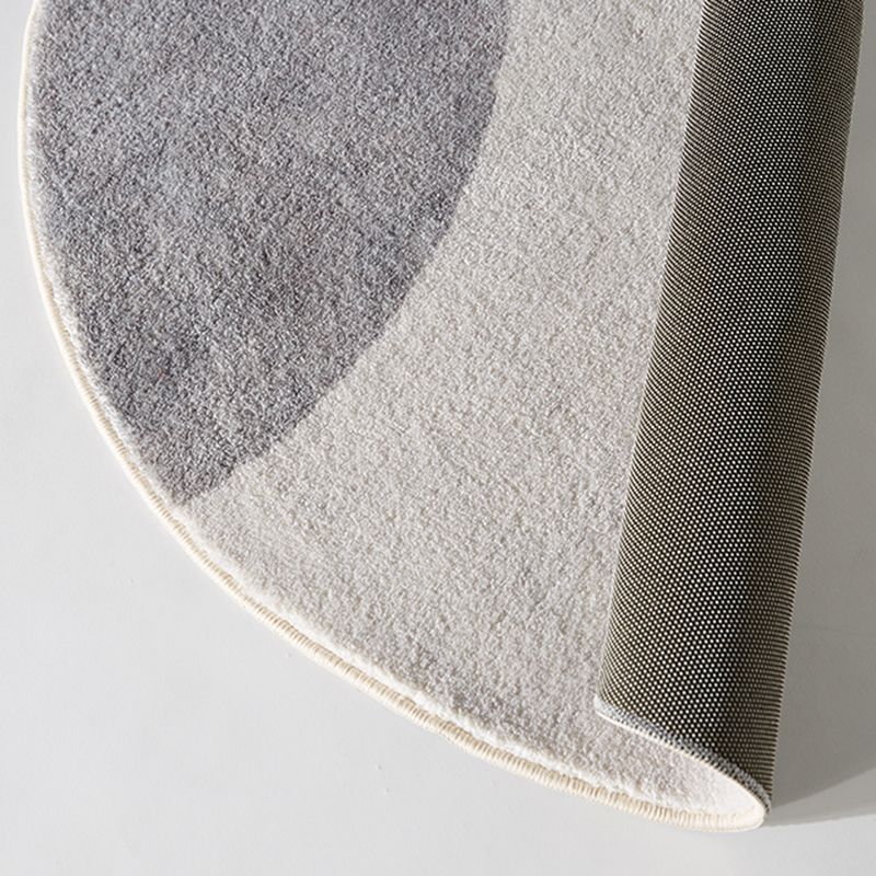 Round Grey Tone Shabby Chic Rug Polyester Carpet Ink Landscape Print Indoor Rug Non-Slip Backing for Living Room