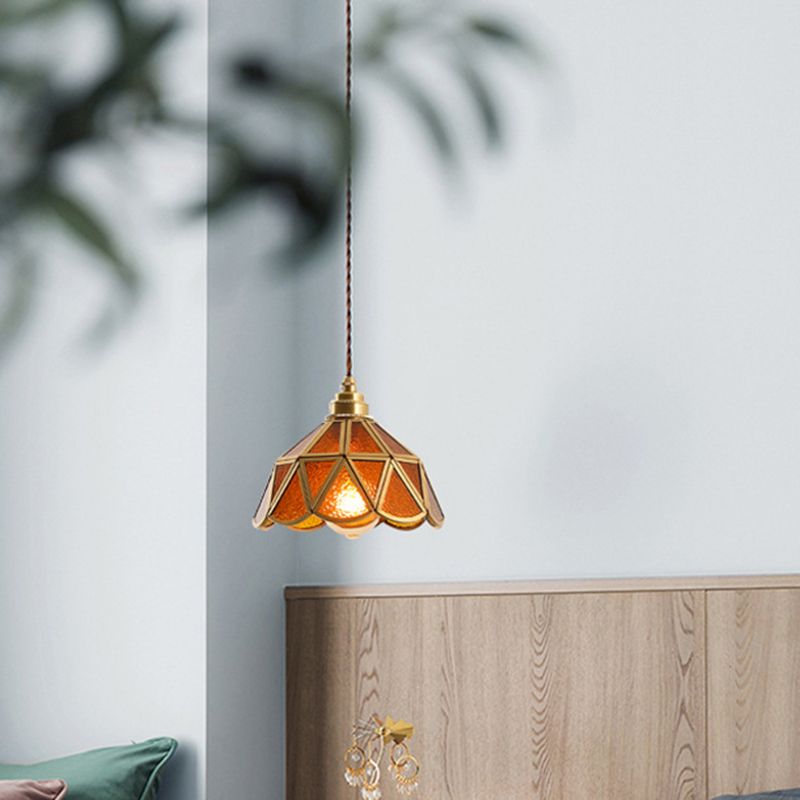 Icy Clear Glass Shade Hanging Lamp 1 Light Tiffany-Style Pendant Light Fixture for Bedroom