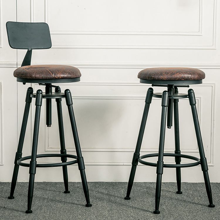 Industrial Armless Rotatable Counter Stool Iron Bar Stool with Pedal