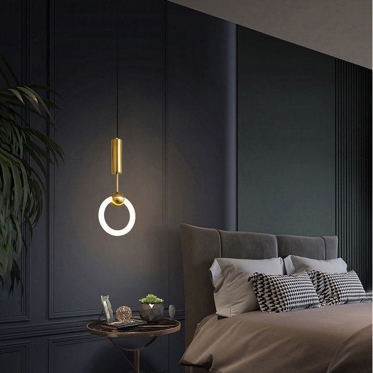Suspension de suspension anneau lumière moderne de style moderne LED PLAN PLENDANT BLANC