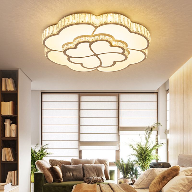 Flower Bedroom Flush Mount Ceiling Fixture Crystal LED Modern Flush Ceiling Light Fixture