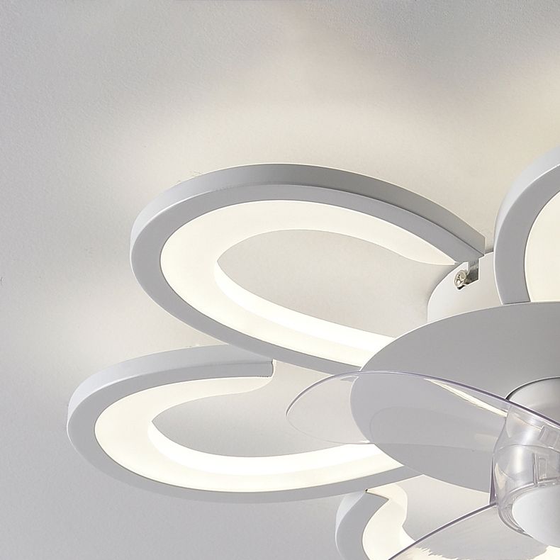 Contemporary Single White Ceiling Fan Lamp LED Acrylic Ceiling Fan Light