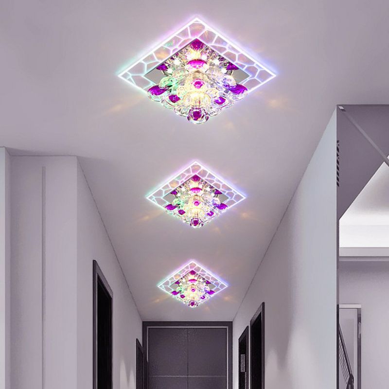 Crystal Square Flush Light Modern Style Clear LED Flush Massimale Light Fixture per Corridor