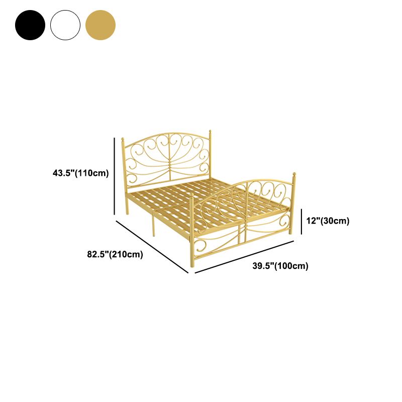 Modern Iron Open-Frame Bed with Arched Headboard and Metal Legs