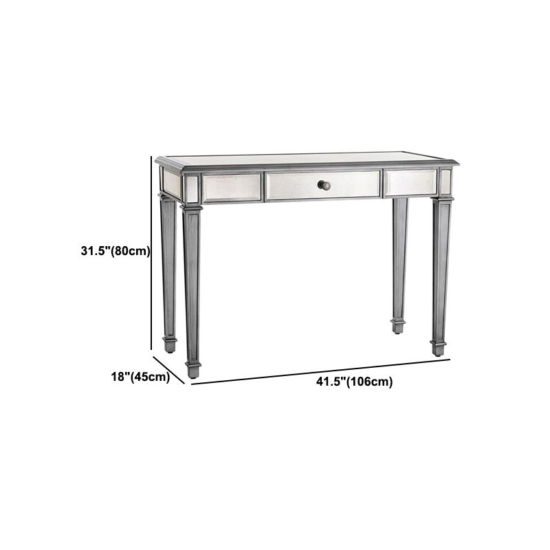 Sliver Vanity Set with 3 Storage Drawers Glass Make-up Vanity, 17.71" Wide