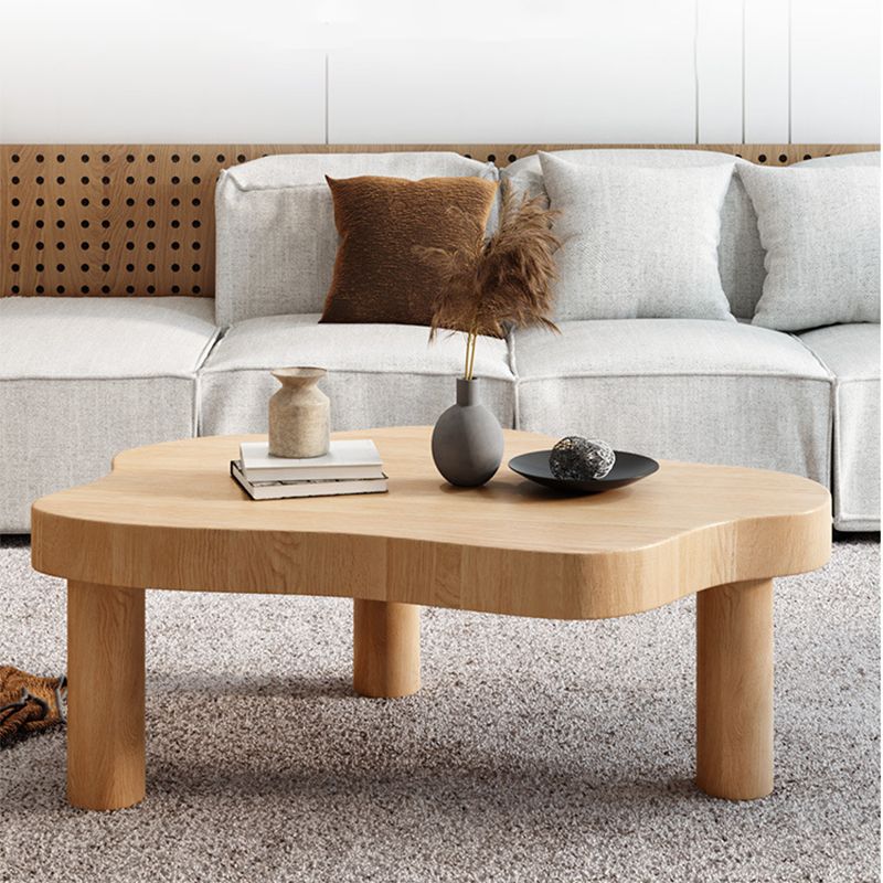 15.7"H Modern Style Wooden 3-leg Base Irregular Solid Color Coffee Table