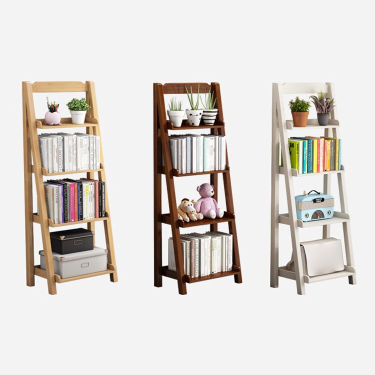 Solid Wood Bookshelf Modern Ladder Bookshelf 55.1" H X 14.2" W