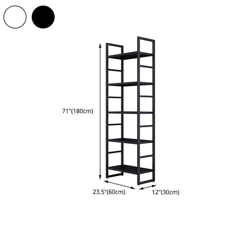 3/4/5-Shelf Iron Etagere Bookshelf Black and White Vertical Bookcase for Living Room