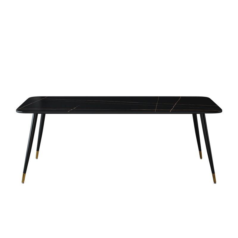 Industrial Sintered Stone Table for Restaurant Rectangle Black Dining Table with 4 Legs